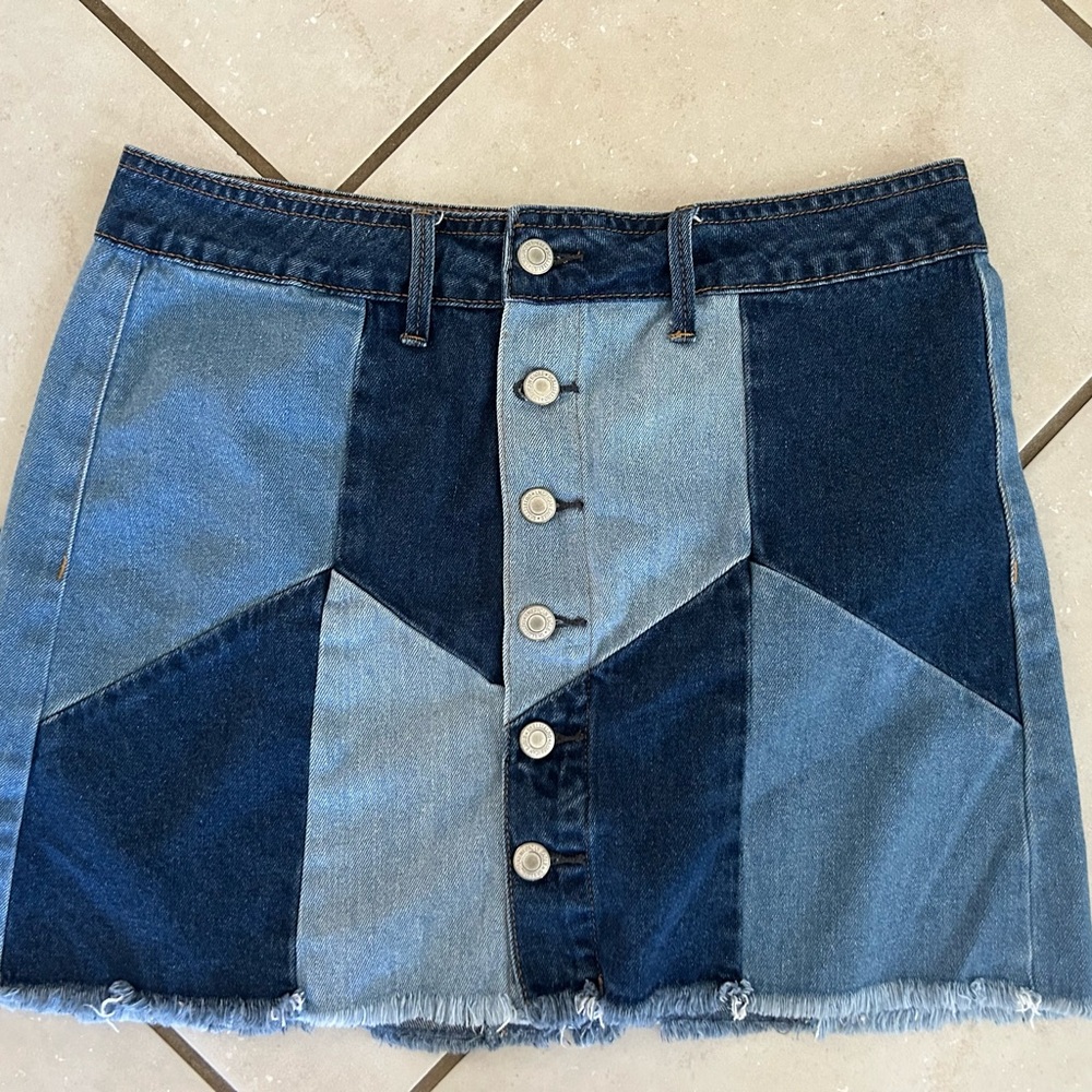 American Eagle patchwork denim skirt